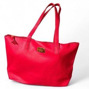Joy Mangano Red Leather Tote Bag
